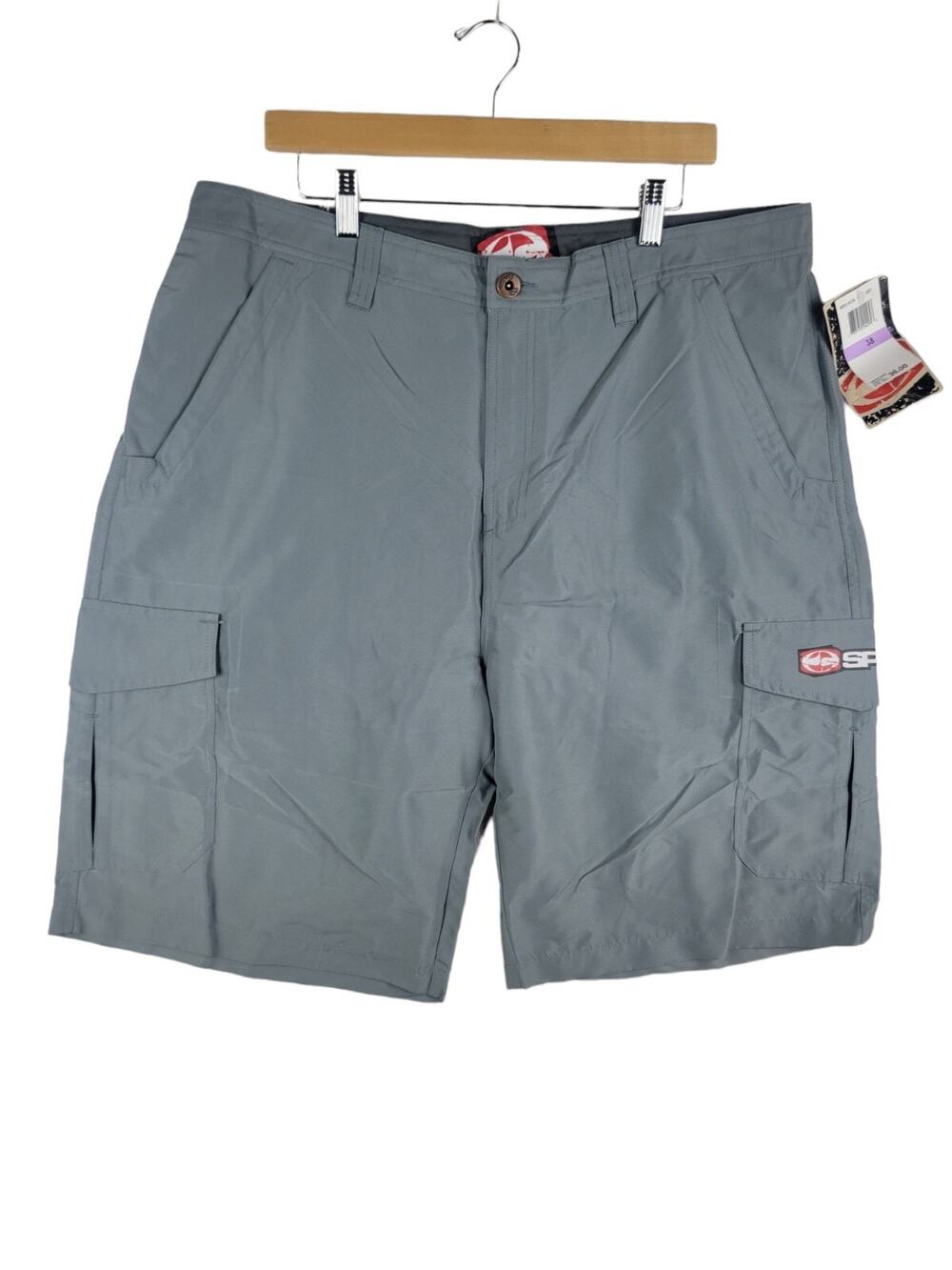 SPLIT Mens Board Shorts Size 38 Gray Swim Surf Trunks Cargo Pockets